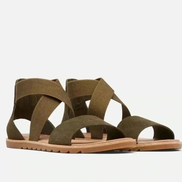 Sorel Shoes - SOREL Ella Sandal Women’s Crossed Ankle Strap Leather Boho Casual Flat Shoes 7